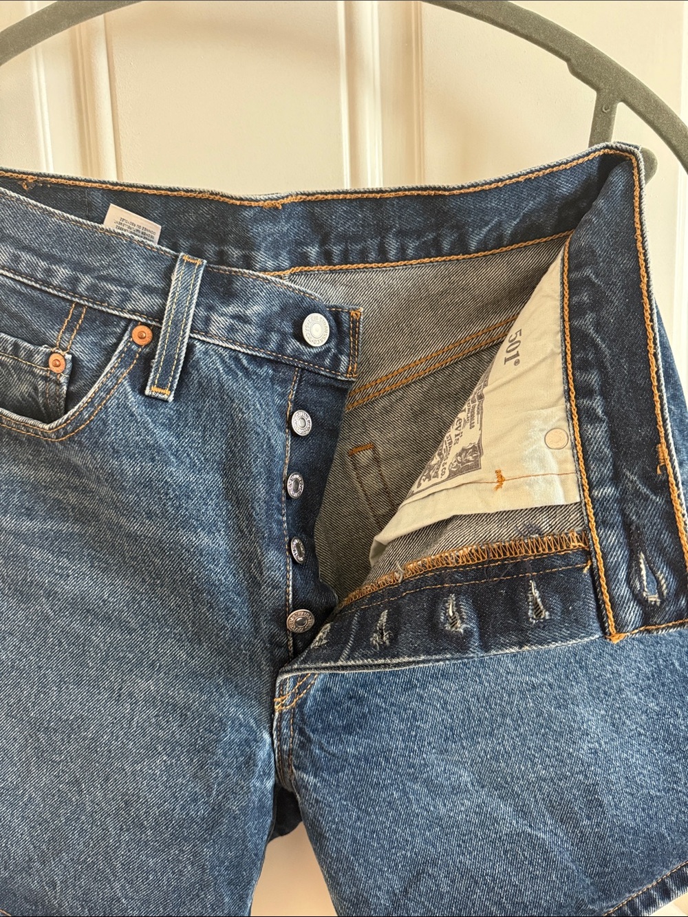 Classic High-Rise Dark Blue Denim Shorts - Picture 3 of 3
